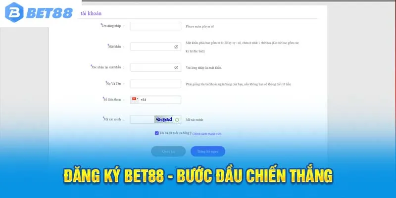 Đăng ký Bet88 - Bước đầu chiến thắng